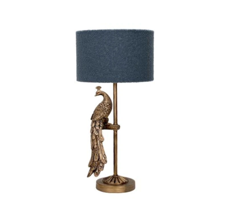 מנורת שולחן טווס פליז עם כחול H5033