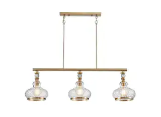 גוף תאורה וינטאג' 1073 שלישיה תלוי על פס זהב (25170)