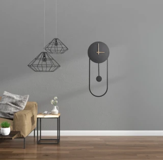 שעון קיר מואר דקורטיבי שחור