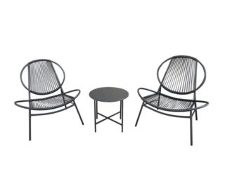 זוג כיסאות ושולחן צבע שחור לגינה מרפסת 1