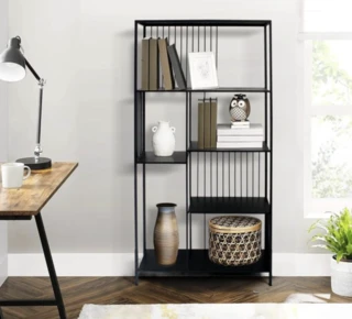 כוננית מתכת שחורה אלגנטית קונסולה