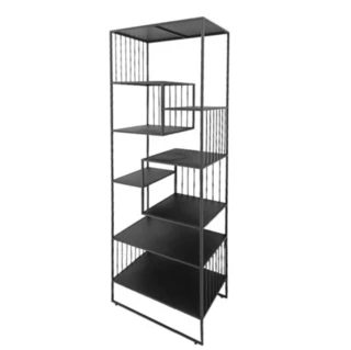 כוננית מתכת מדפי עץ קונסולה דקורטיבית