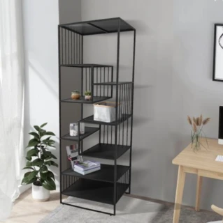 כוננית מתכת מדפי עץ קונסולה דקורטיבית