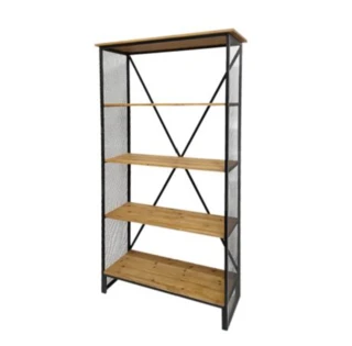 כוננית מתכת מדפים מעץ איקס