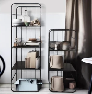 זוג כונני מתכת מדפים שחורים דקורטיבים