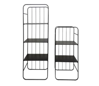 זוג כונני מתכת מדפים שחורים דקורטיבים