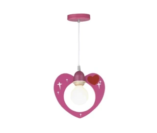 מנורת תלייה לחדר ילדים לב ורוד