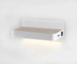 מנורת קיר מדף עם הטענת USB לחדר שינה שחור/לבן