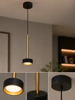 מנורת תלייה קו אצילי תלוי שחור +זהב
