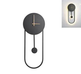 שעון קיר מואר דקורטיבי שחור