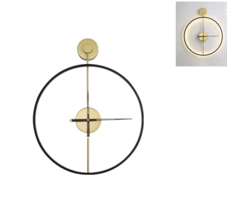 שעון קיר שחור עם זהב מואר