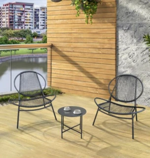 זוג כיסאות ושולחן צבע שחור לגינה מרפסת 1