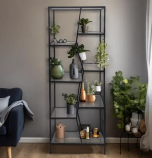 כוננית מתכת מדפי זכוכית א סימטרי