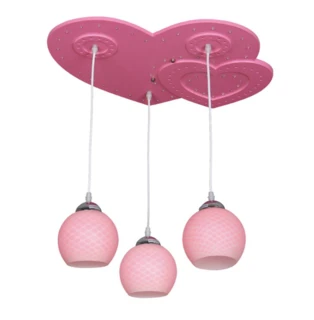 מנורת תלייה לחדר ילדים לבבות שלישייה