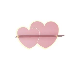 מנורת קיר לחדר ילדים לבבות עם מדף