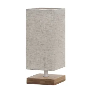 מנורת שולחן בז' מלבן בשילוב עץ פטיט 22830