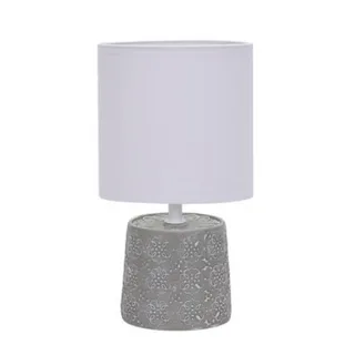 מנורת שולחן קלאסית אפורה לבנה עיטורי פרחים