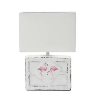מנורת שולחן לחדר ילדים לבנה הדפס פלמינגו 23208