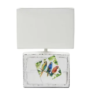 מנורת שולחן לחדר ילדים לבנה הדפס קקדו צבעוני 23207